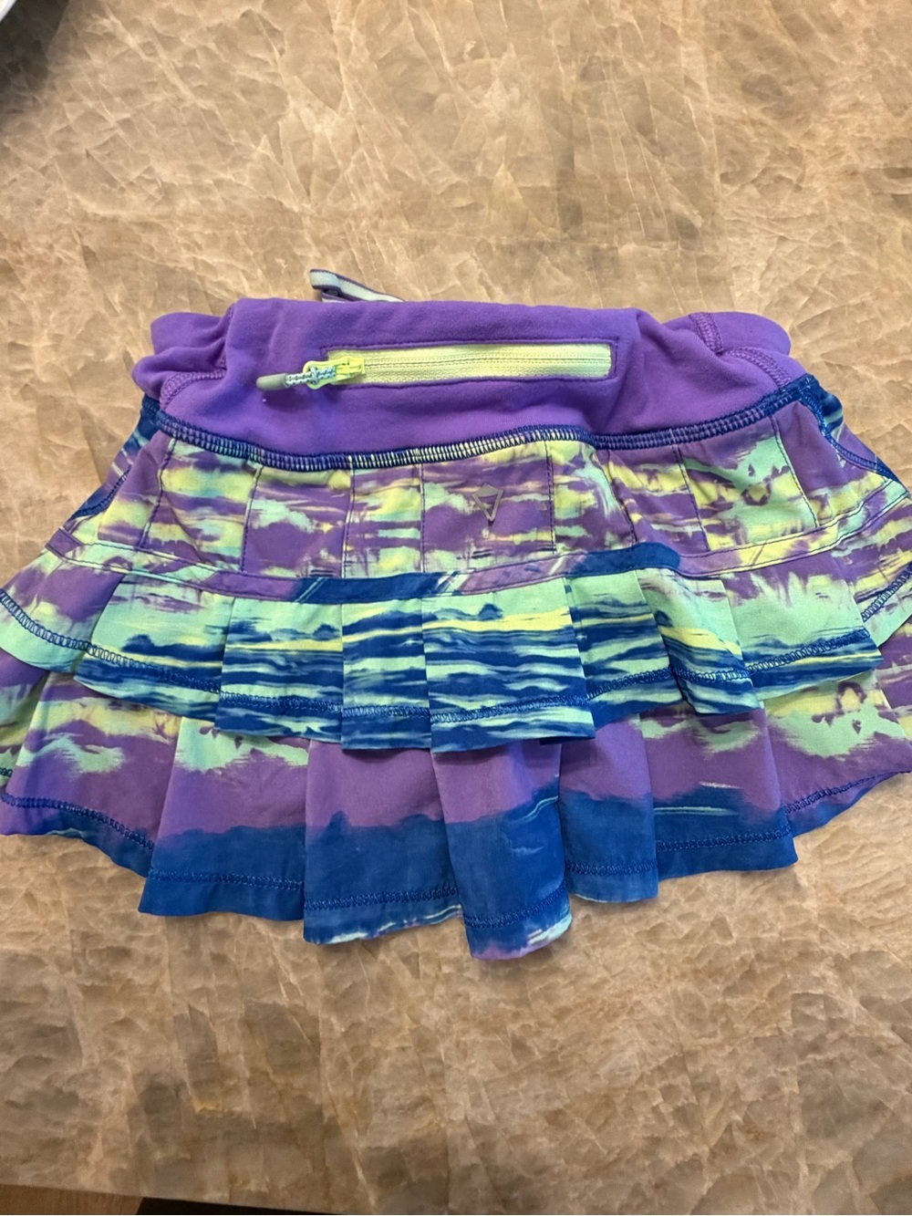 Ivivva / Lululemon Girls' Purple & Teal Tiered Ruffle Skirt 6